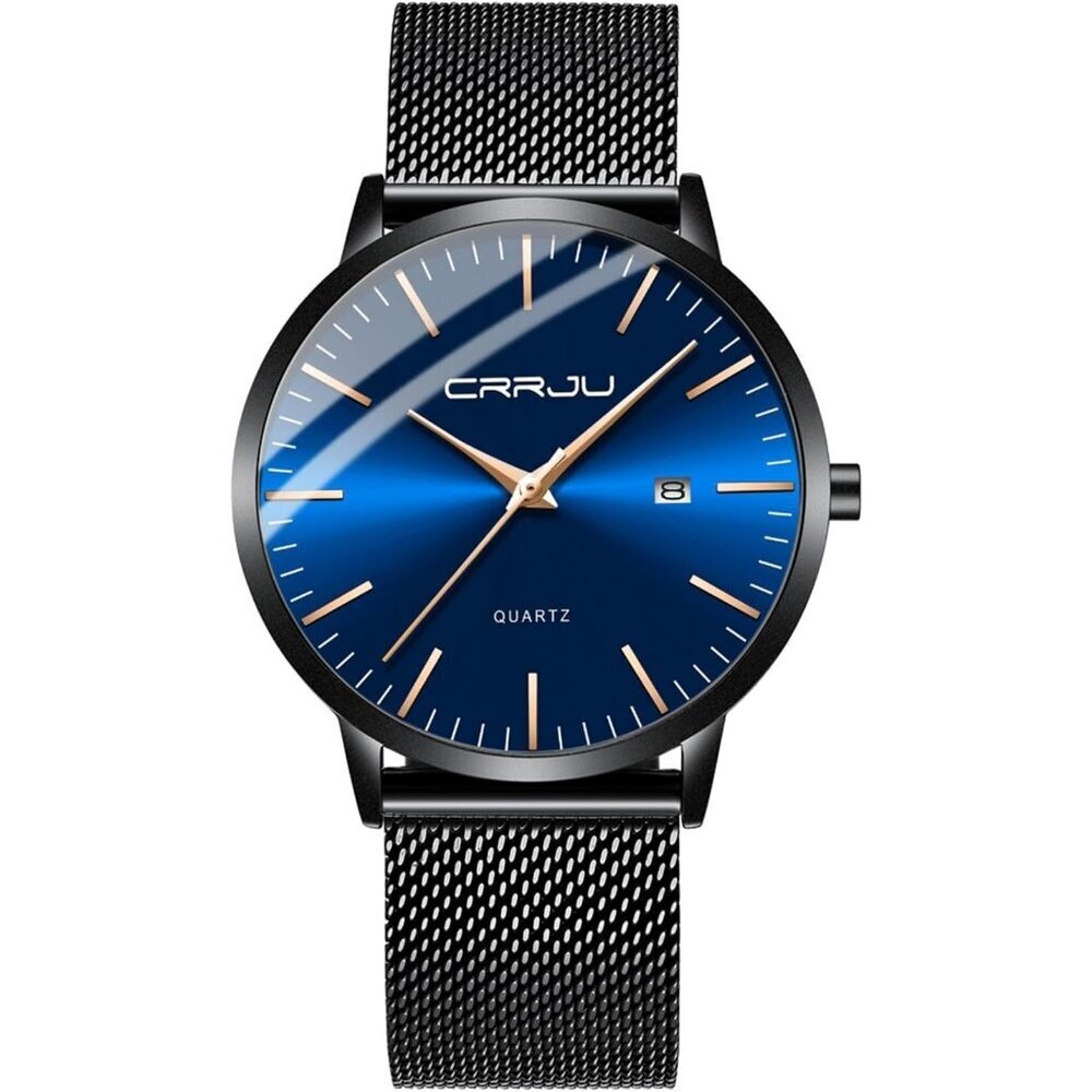 Men's Black Blue Gold Minimal Casual Waterproof Stainless Steel Mesh Band Watch